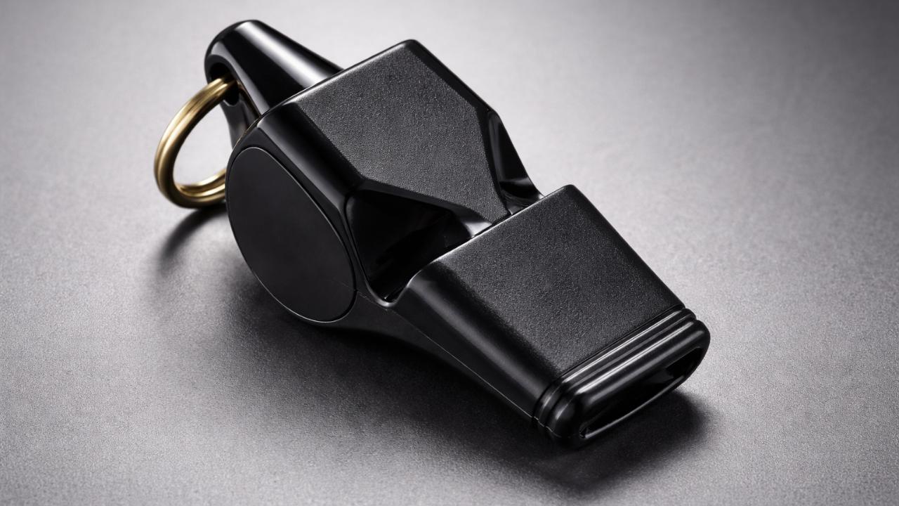 ピーレスホイッスルのクローズアップ、黒色